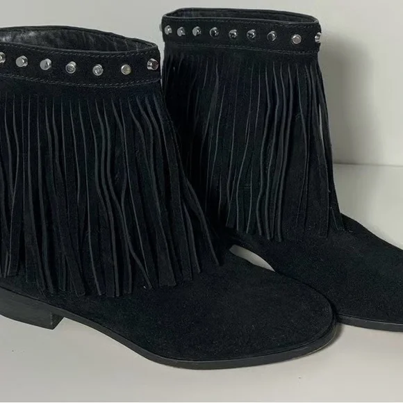 MICHAEL KORS Black Fringe Ankle Booties NWOT - Picture 4 of 15